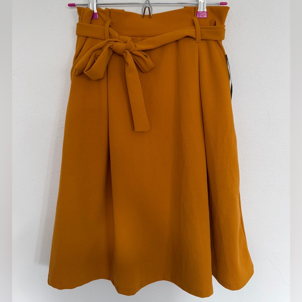 Medium See You Monday Mustard A-Line Tie Front Skirt